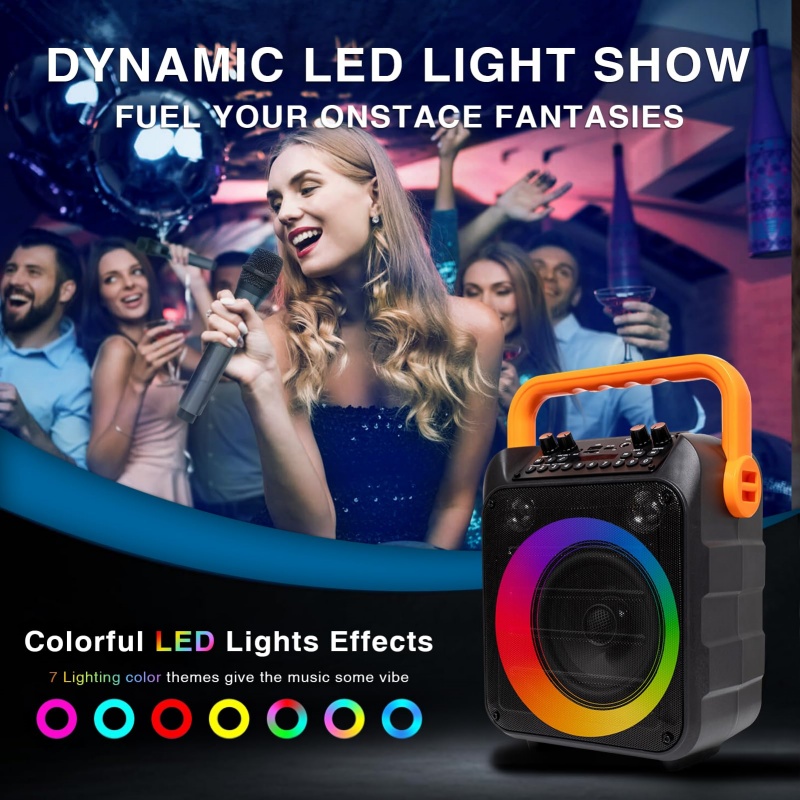 Karaoke Machine With 2 Wireless Microphones And RGB Color Lights,Karaoke... 13