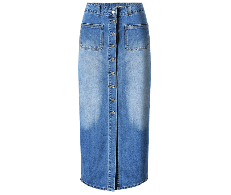 Title 6, High Waist Split Long Washed Denim Rok. Stijlvo...