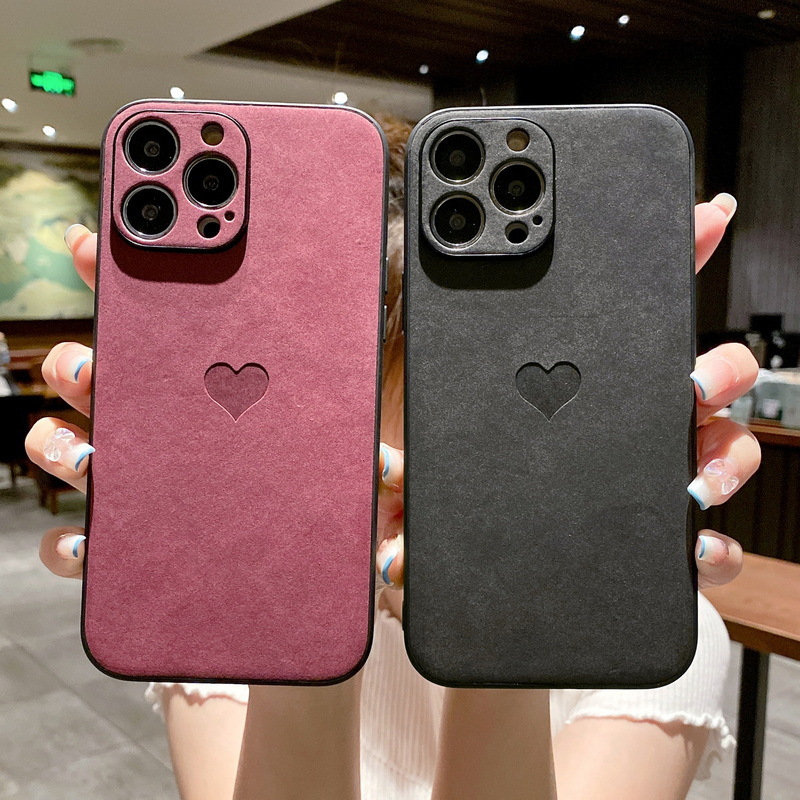Solid Color Yangbuck Leather Phone Case - Image 5