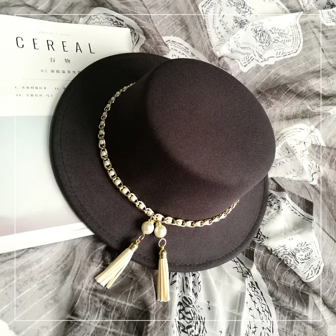 Fashion Solid Color Cloakroom Wardrobe Accessories Ladies Top Hat - Dark Grey