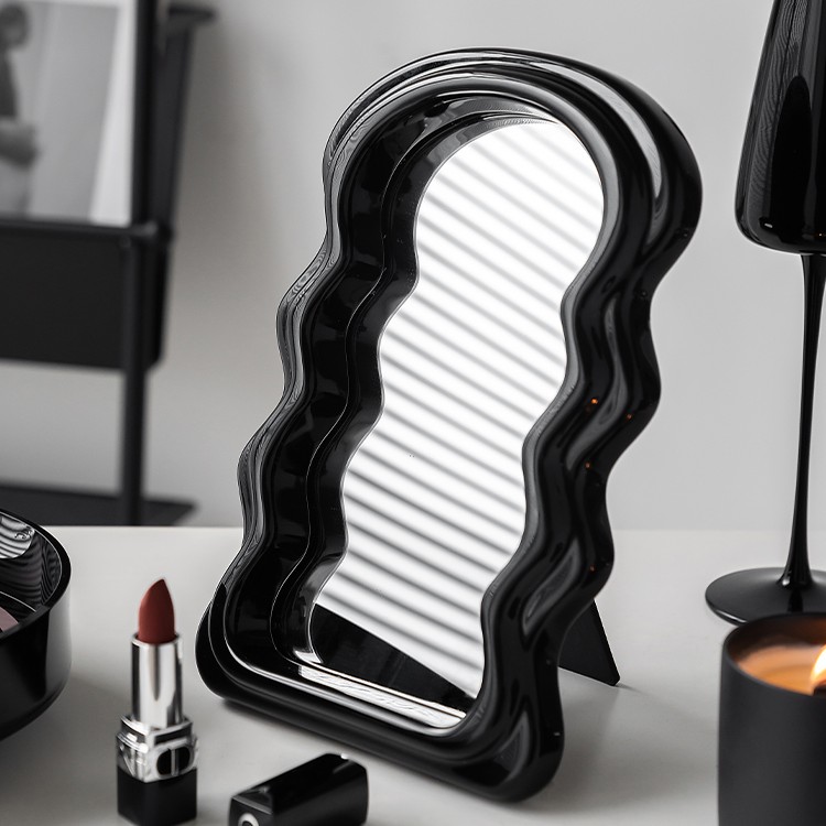 Wave Minimalist Modern Desktop Contoured Makeup Mirror