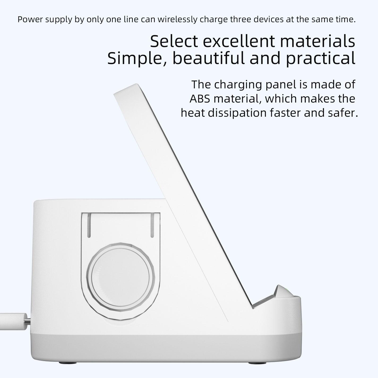 Intelligent Automatic Alignment Three-in-one Wireless Fast Charging Charger Comes With A Watch. The Wireless Charging Cable Is Fully Certified And Can Be Touched By Nightlight.