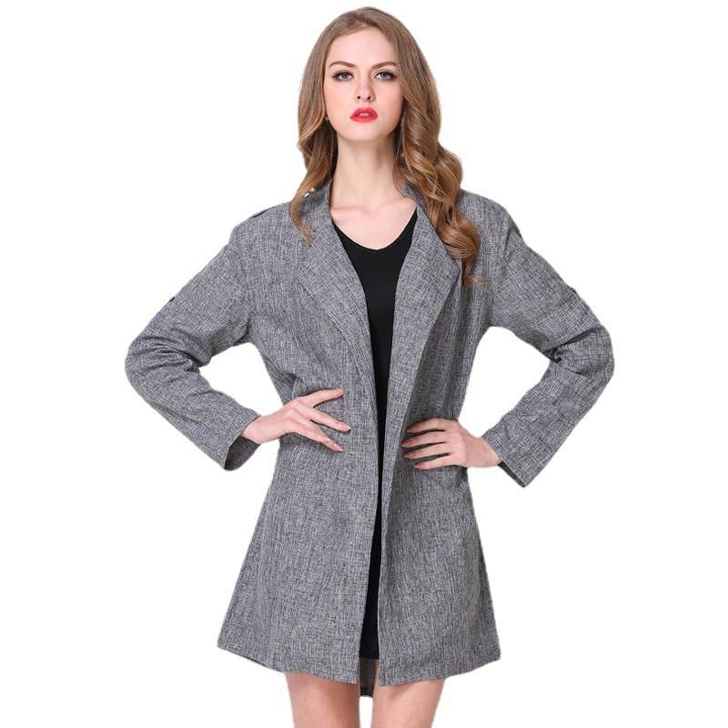 Fashion Loose Plus Size Women's Long sleeved Windbreaker Women's Jacket Grey - Shop at LoveMi