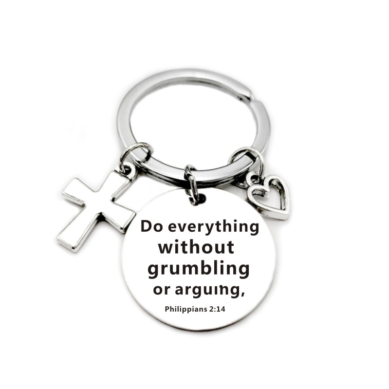 … Scripture Pendant Cross Heart Charms Keychain