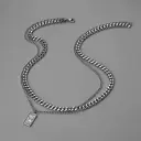 1pcs Double Layer Cuban Chain Vintage Portrait Square Tag Necklace, Minimalist Ins Hip Hop Style, For Men Women Daily Street Wear & Couple Holiday Gifts view 7