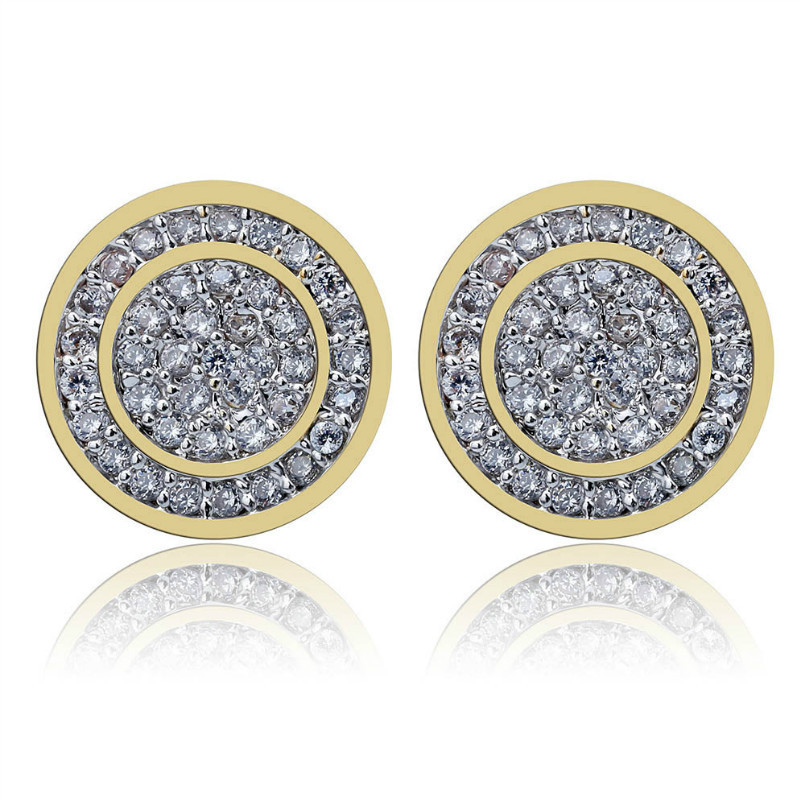 Cylindrical Men's Ear Studs Full Of Zircon