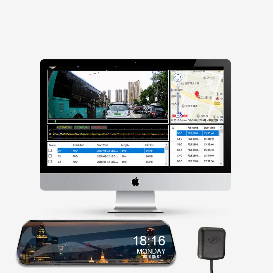 HD Rearview Mirror for Media Driving Recorder