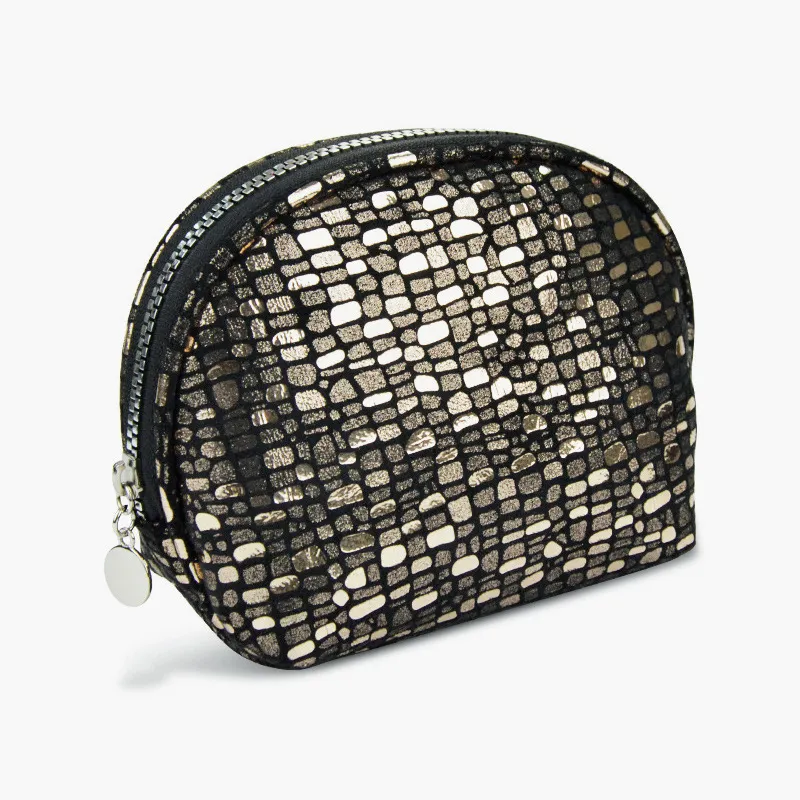 Pvc Cool Pearl Glitter Cosmetic Bag Clutch - Gold