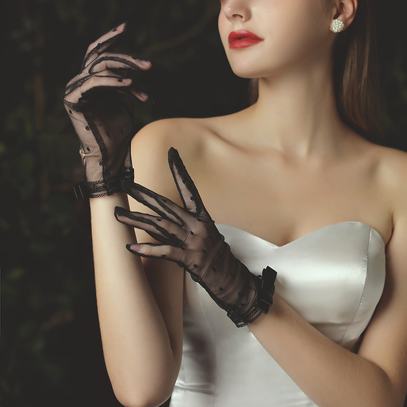 Title 1, Bridal Wedding Dress Gloves Stretch Satin Black...