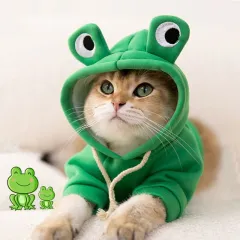 Puppy Halloween Cat Hoodie Two-legged - Green Frog - View 1