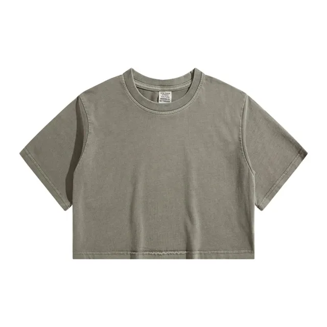 High Waist Cropped T Shirt With Navel Design Grey - Shop at LoveMi