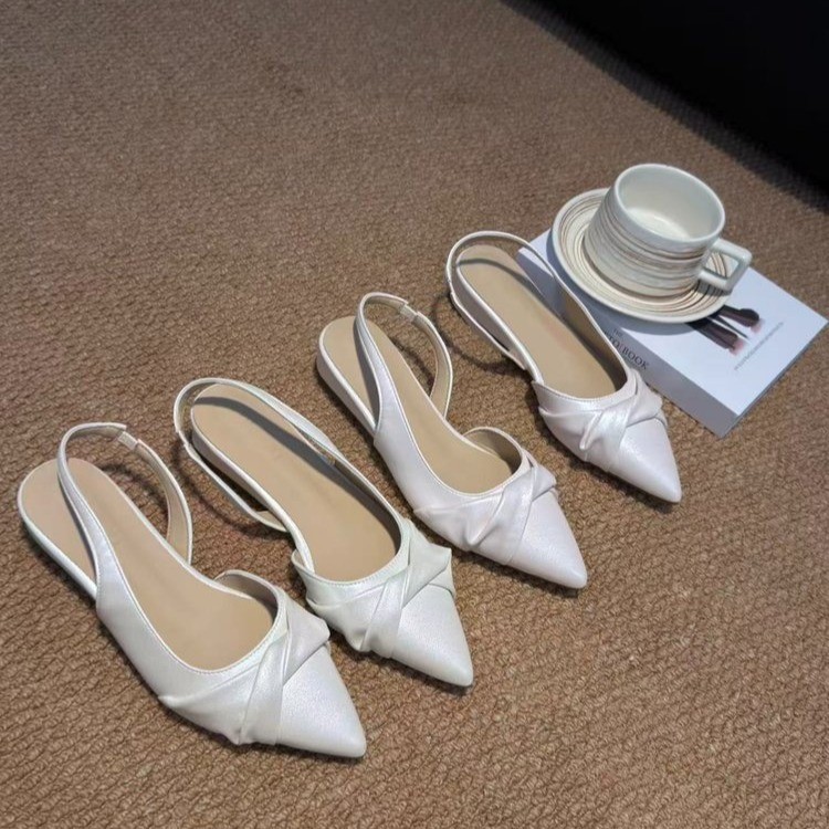 Women Pearlescent Elegant Backless Sandals, Unique Design Pointed Toe Fashion Shoes, Versatile Summer Footwear, 2026 New Arrival product image