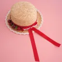 Straw Hat With Short Streamers