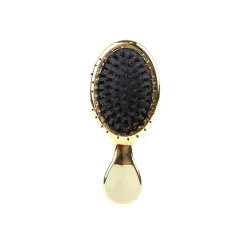 Mini Straight Hair Massage Airbag Comb With Boar Bristles - Gold - View 1