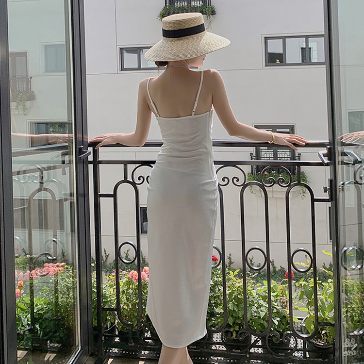 Swing Collar Satin Suspender Skirt Female Temperament