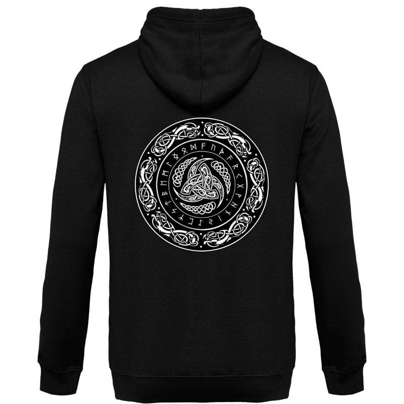 European And American Printing Plus Velvet Hooded Pullover