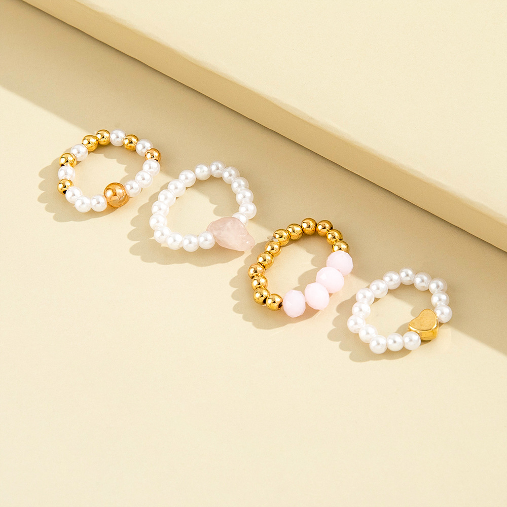 Pearl Love Rice Beads Female Ring