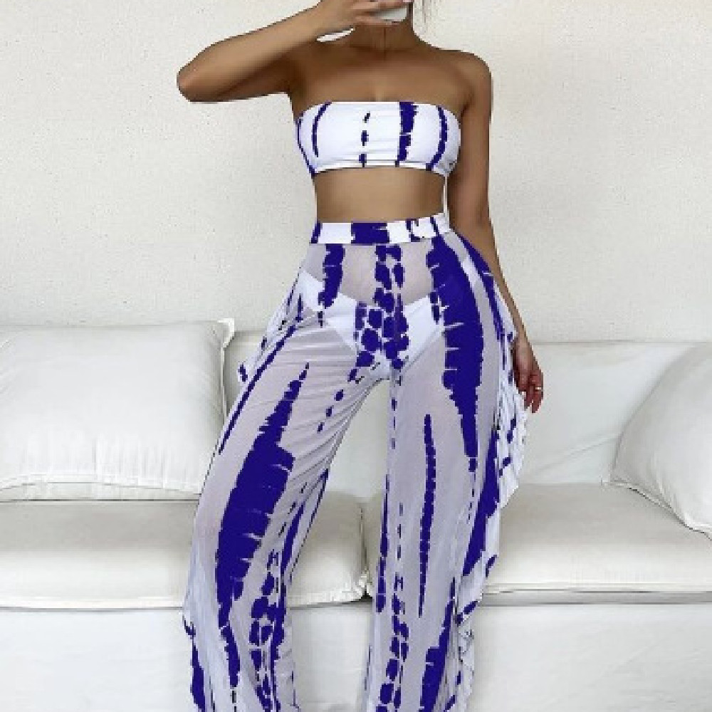 Title 5, Womens Fashion Strapless Gauze Pantsuit Effort...