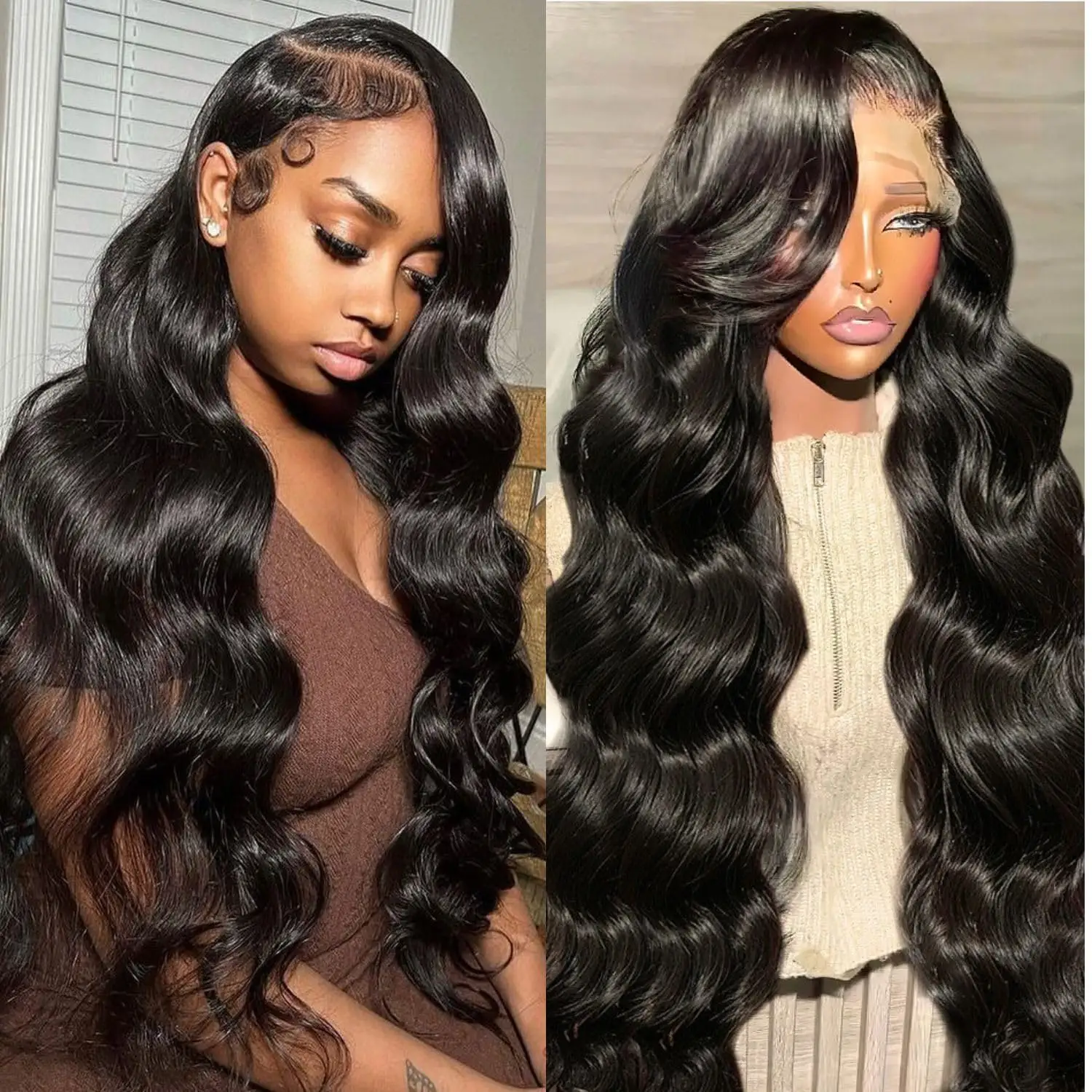 13x6 Front Lace Human Hair Wig, Natural