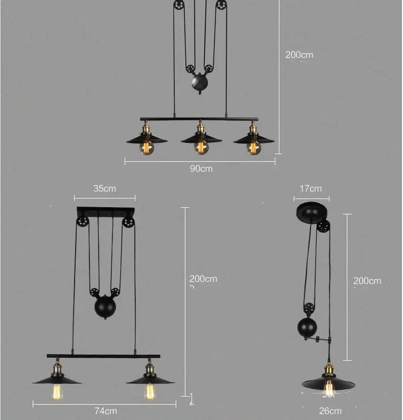 Vintage Iron Lifting Pulley Pendant Lamp