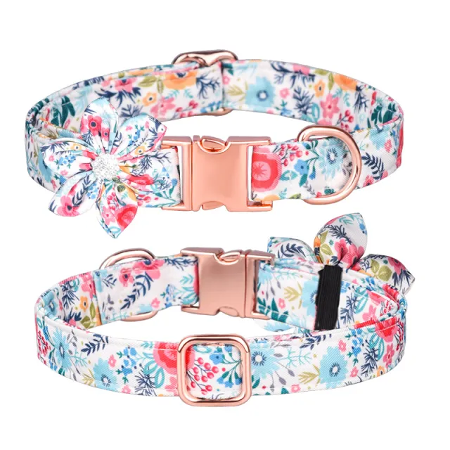 Custom Pet Collar And Leash Set Flowers Bloom - Shop at LoveMi