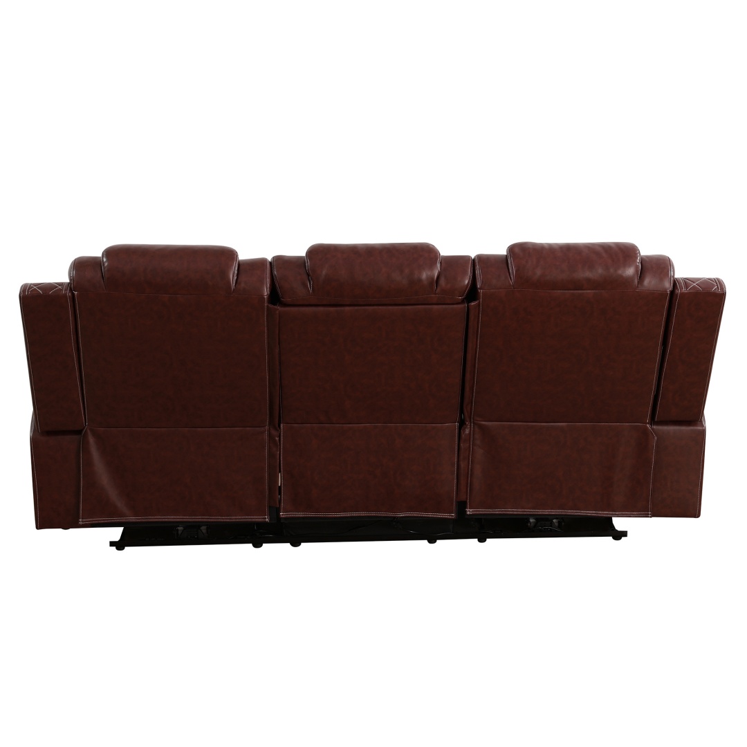 Pickup Only--Red Breathing Leather 3-Piece Living Room Recliner Sofa Set