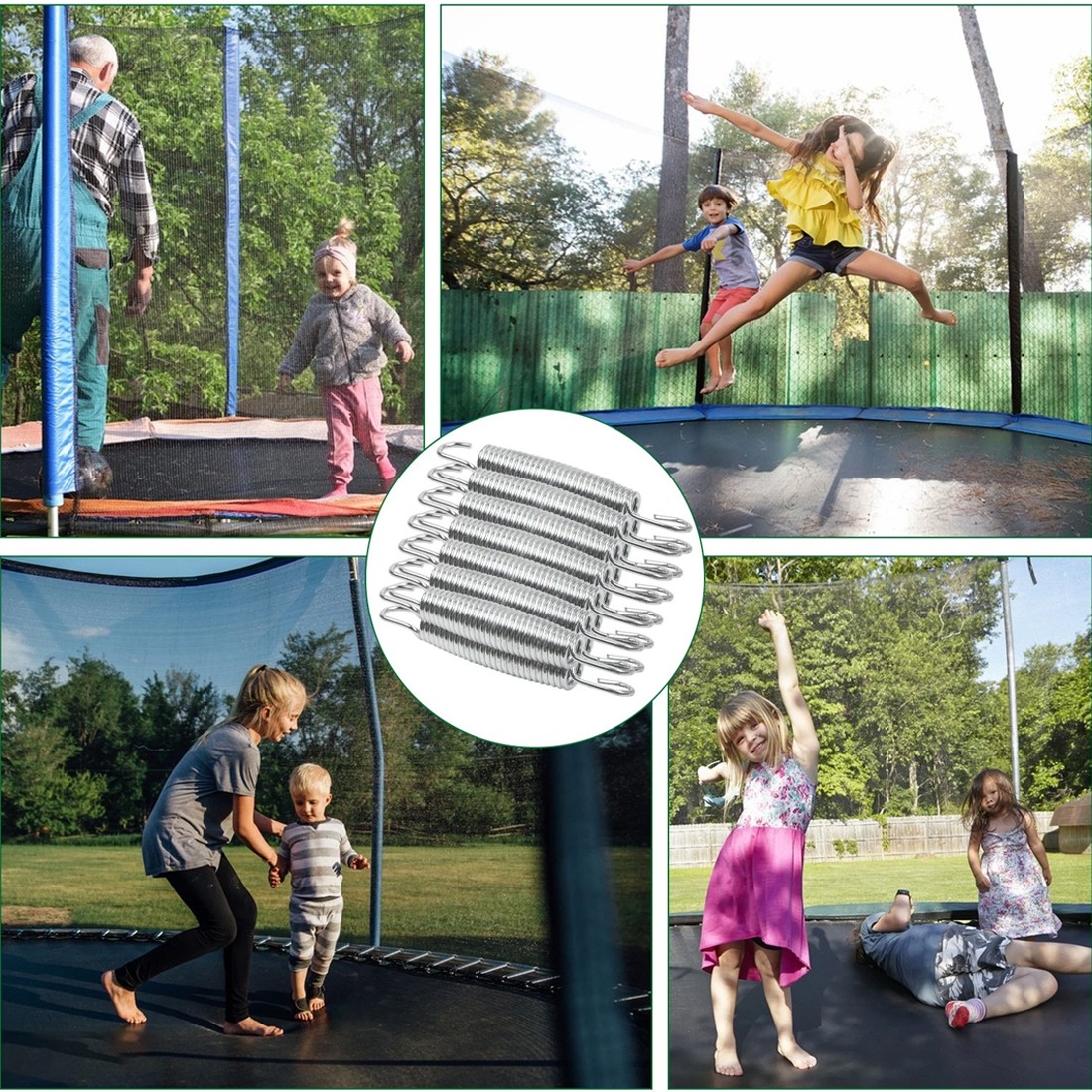 Set Of 35 Trampoline Replacement Springs, Heavy-Duty Galvanised 5.5 14cm Silver