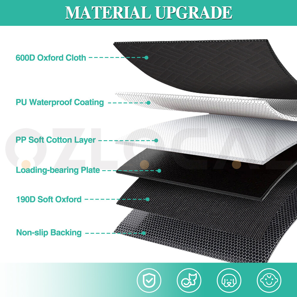 Hard Bottom Large Car Back Seat Mat Extender Protector Hammock For Dogs Black