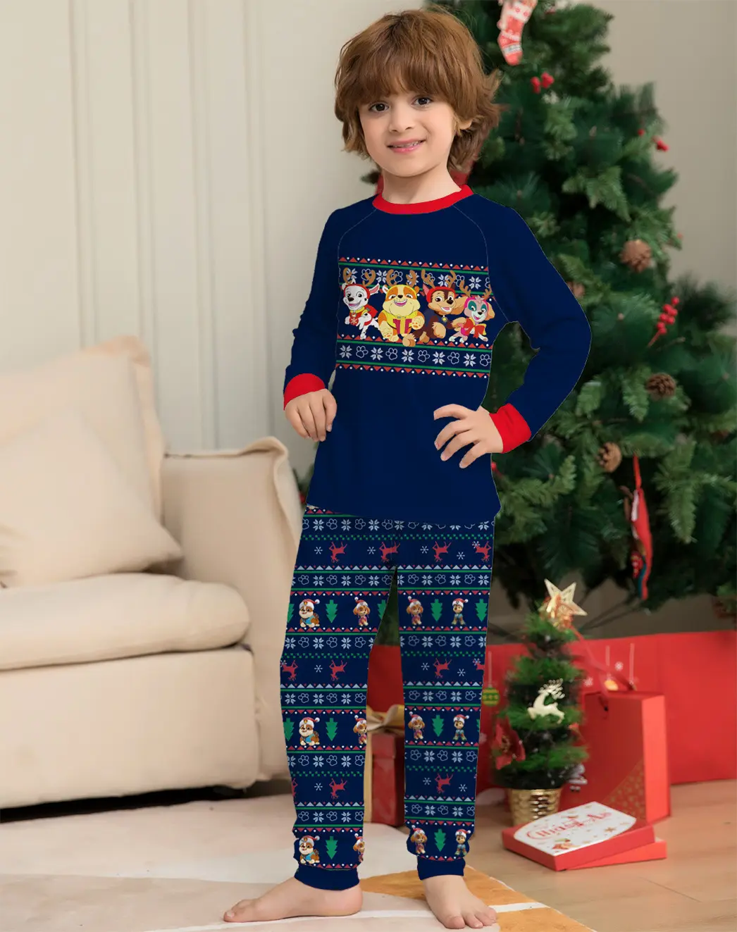 Printed Christmas Parent Child Suit Holiday Lovely