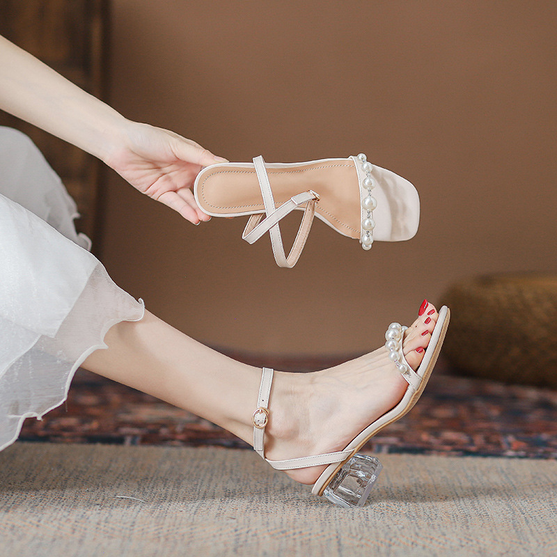 Title 3, Transparent Ankle-strap Pearl High Heels