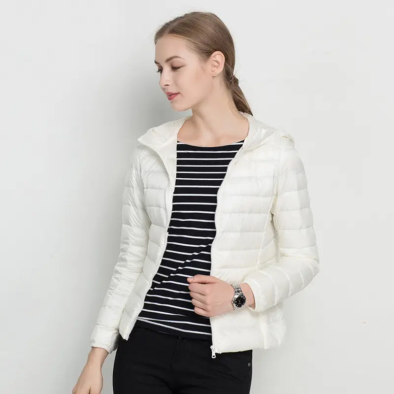 Lightweight Down Jacket Women Short Hooded Super