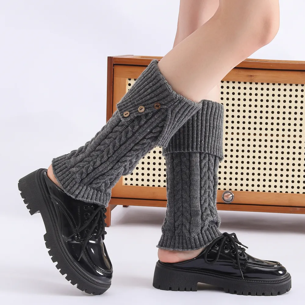 Autumn Winter Thick Acrylic Knitted Leg Warmer With Stripes Pattern Slouch Style For Women Party Daily Use Hot-selling