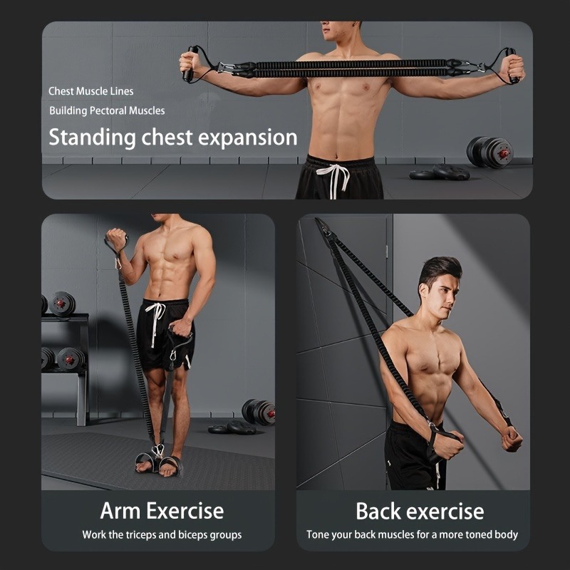 A Set Of Adjustable Resistance Tension Bands With Foot Pedals And Handles, High Resistance Level, Anti Fall, Suitable For Fitness Training, Body Stretching, And Abdominal Muscle Exercises — foto 4