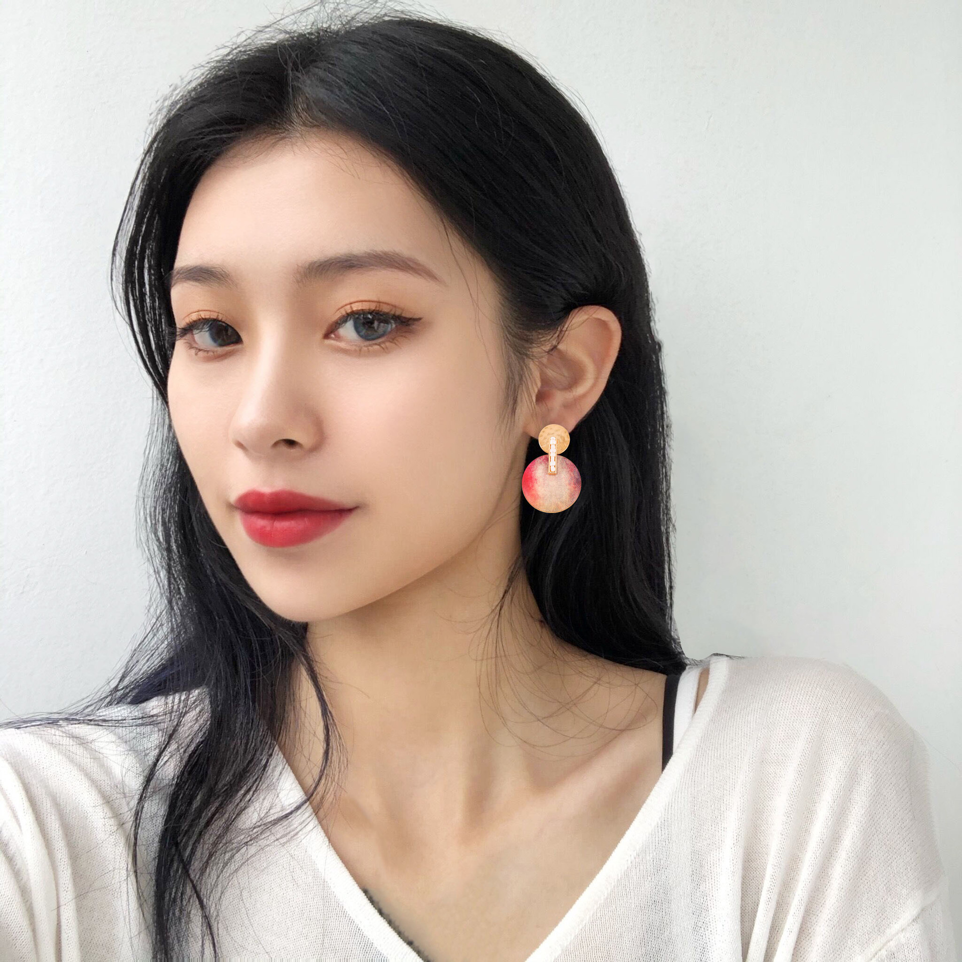 Elegant Geometric Circle Personality Oil Painting Series Earrings S925 Silver Needle Earrings