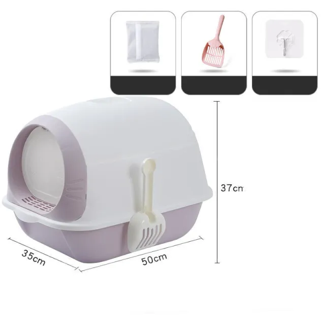 Elevated Semi closed Litter Suction Deodorant Cat Toilet With Flip Cover Grey Purple - Shop at LoveMi