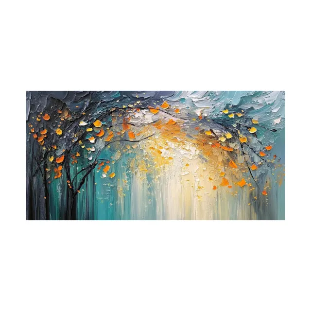 Colorful Handmade Abstract Forest Knife Thick Wall Art On Canvas Hand Drawn New Blue And Golden Yellow Oil Painting For Home Decor Without Inner ... Without Inner Frame - Shop at LoveMi