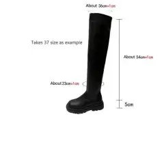 Thick Sole Knee High Boots For Women Chunky Heel Black Long Boots Leather Knight Boots Fashion Winter Shoes - Over The Knee Boots-Size35 - View 1
