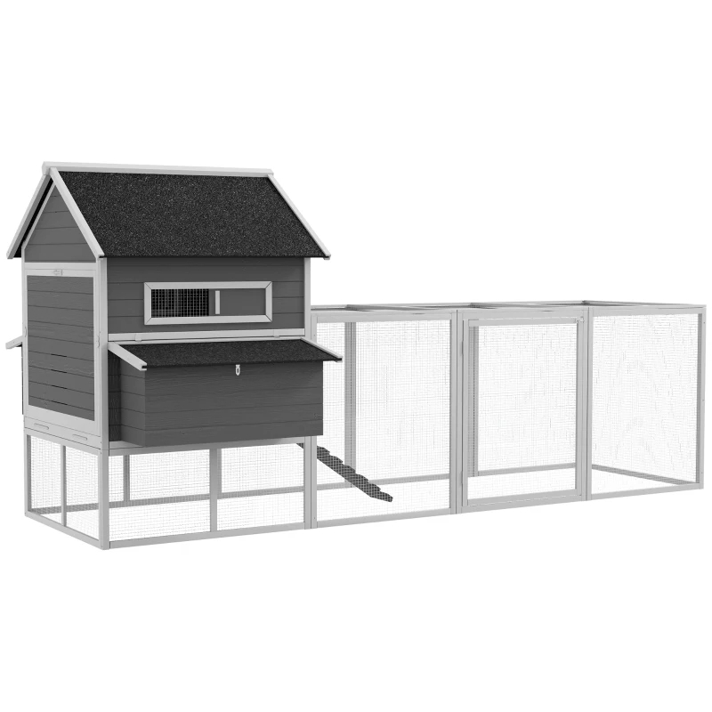 Wooden Chicken Coop For 8-10 Chickens, Backyard, Gray