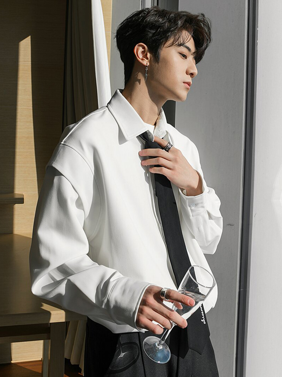 Men's Fake Two-piece Designer Tie Shirt