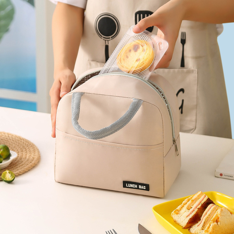 Solid Color Thickened Insulated Lunch Tote Bag, Portable Thermal Cooler Lunch Bag, Reusable Waterproof Food Carrier Bag, Leakproof Lunch Container Bag For Office Workers Students Picnic Travel — foto 7