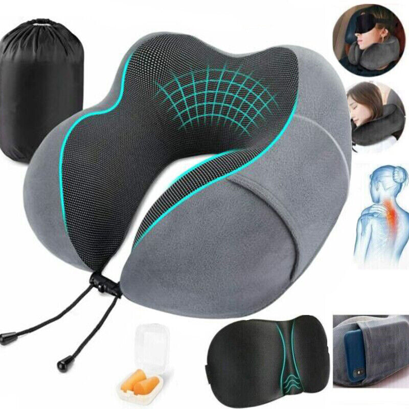Memory Foam U-Shaped Travel Pillow Neck Support Soft Headrest for Car & Plane - Picture 9 of 10