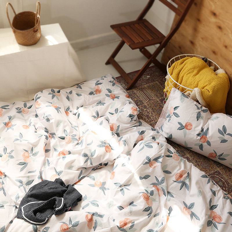 Four-piece Cotton Bed Linen Three-piece Floral Quilt Cover