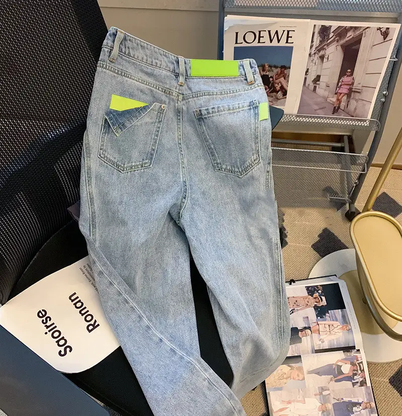 Women's Fashion Wash Blue High Waist Jeans