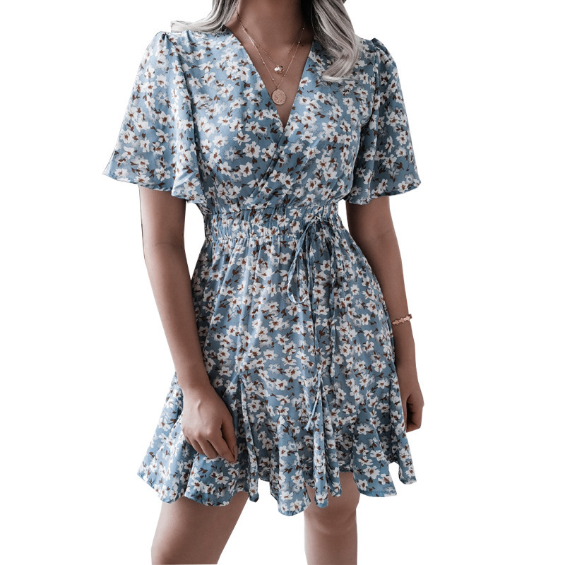 Women Fashion Print Chiffon Dress - Picture 4 of 5