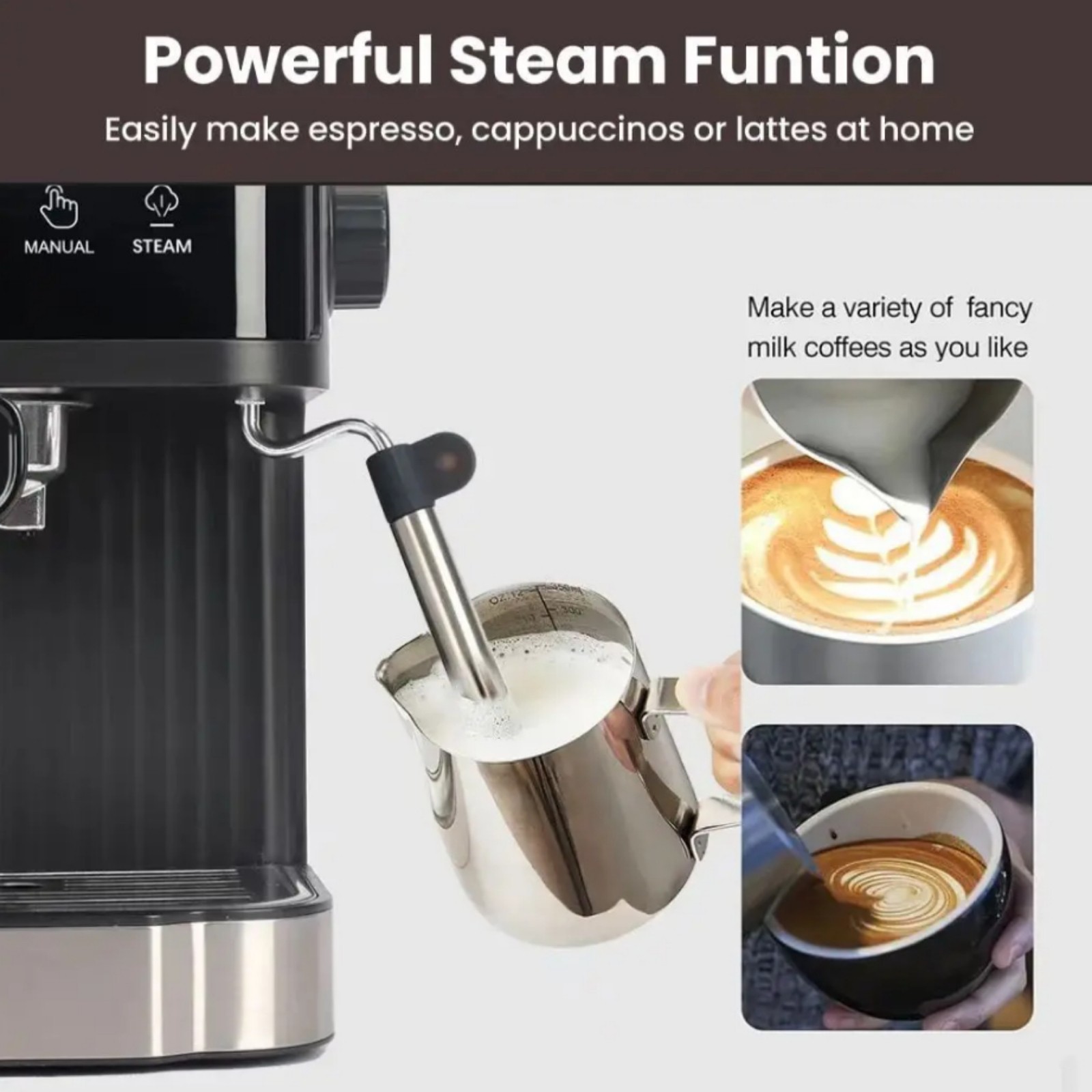 Electrical Coffee Maker Smart Machine Milk Frother Espresso Cappuccino — image 2