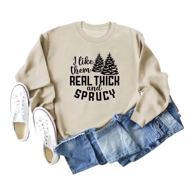 I Like Their Thick Ladies' Long Sleeved Sweater Sand Color - Shop at LoveMi