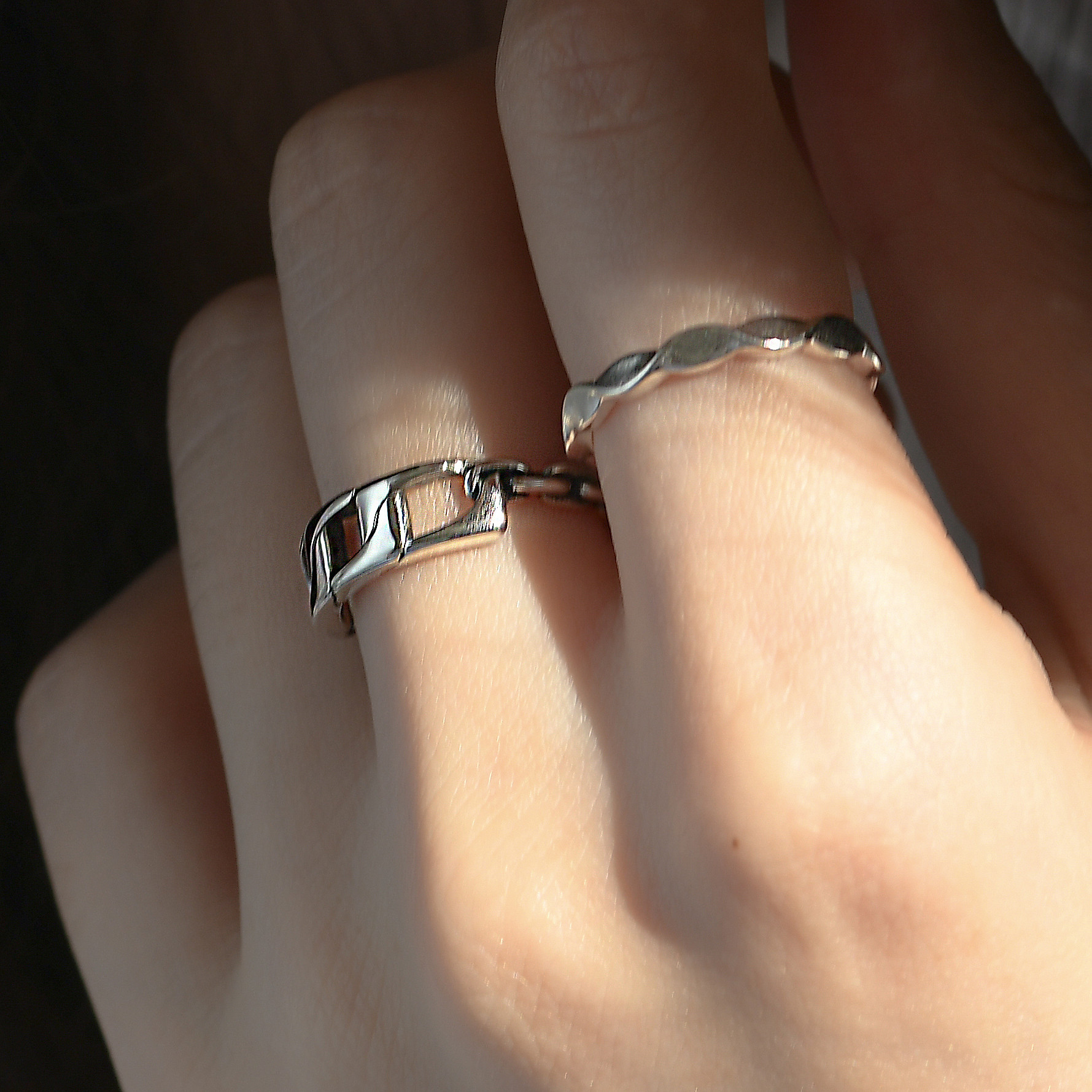 Women's Antique Chain Ring With Sterling Silver Strap