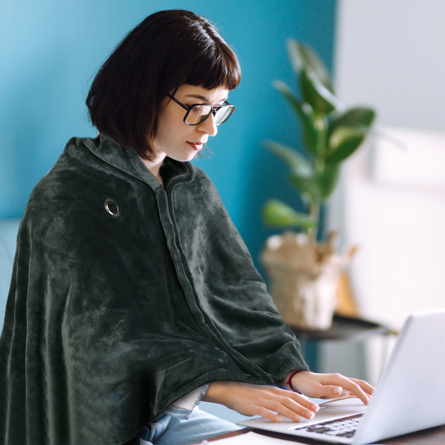 1Pc  59x31in USB Heated Blanket Electric Heated Blanket Heated Poncho Shawl Wrap Throw With Zipper Washable For Home Office No Power Bank Compatible With CJCD2415461 — foto 6