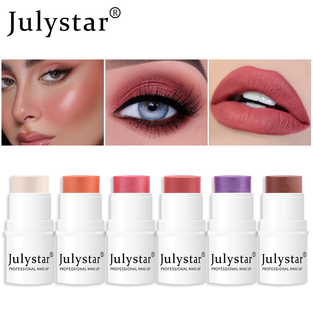 Lazy People's High Gloss Face Repairing And Sun Drying Rouge Pearl Powder Blusher Cream Powder Blusher Stick Monochrome Matte Powder Blusher thumbnail 3