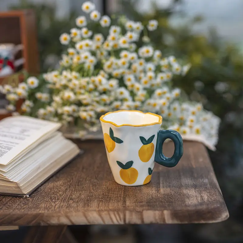 Flower Coffee Tulip Hand-kneaded Ceramic Cup And Saucer